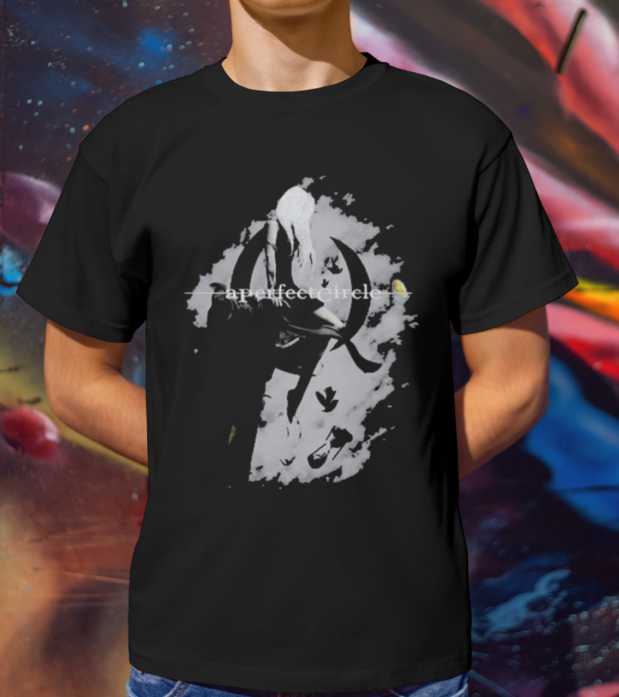 A Perfect Circle Grunge Style Angel Figure With Crescent T-Shirt