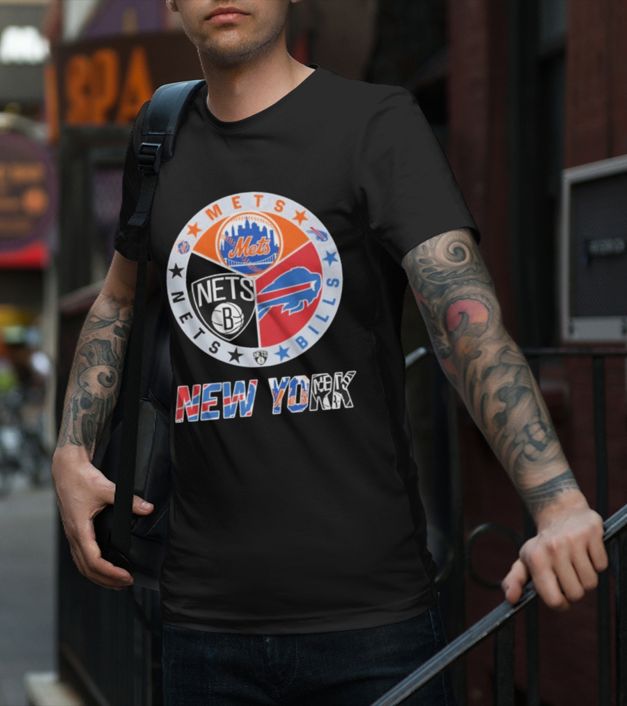 Brooklyn Nets New York Mets Buffalo Bills New York Fan Gear T-Shirt
