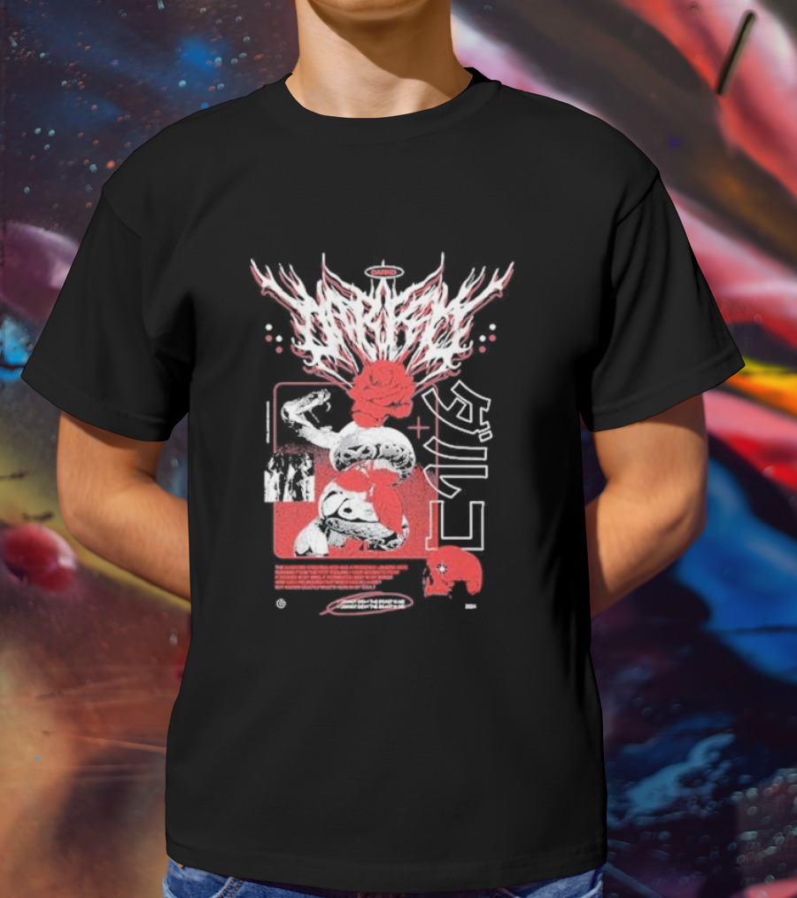 Darko Us Raffle Graphic With Abstract Red And White Elements T-Shirt