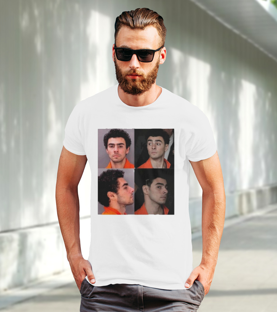 Multifaceted Expression Of Luigi Mangione In Orange Attire T-Shirt