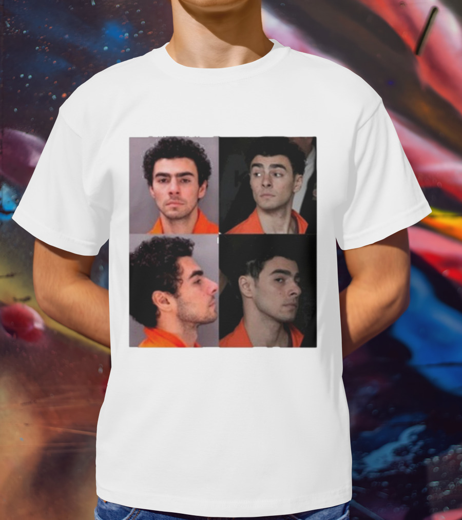 Multifaceted Expression Of Luigi Mangione In Orange Attire T-Shirt