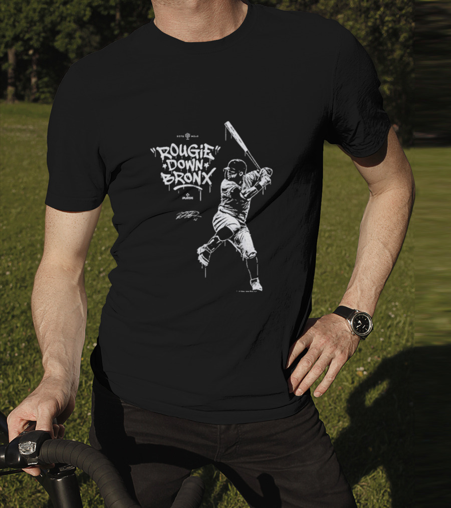 Rougie Down Bronx Yankees Baseball Player Action T-Shirt