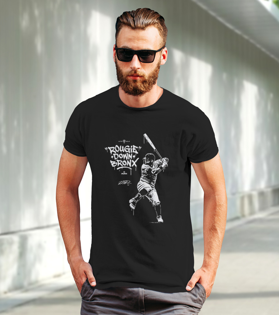 Rougie Down Bronx Yankees Baseball Player Action T-Shirt