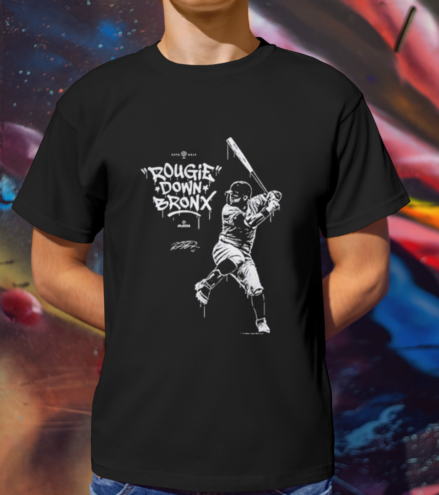 Rougie Down Bronx Yankees Baseball Player Action T-Shirt