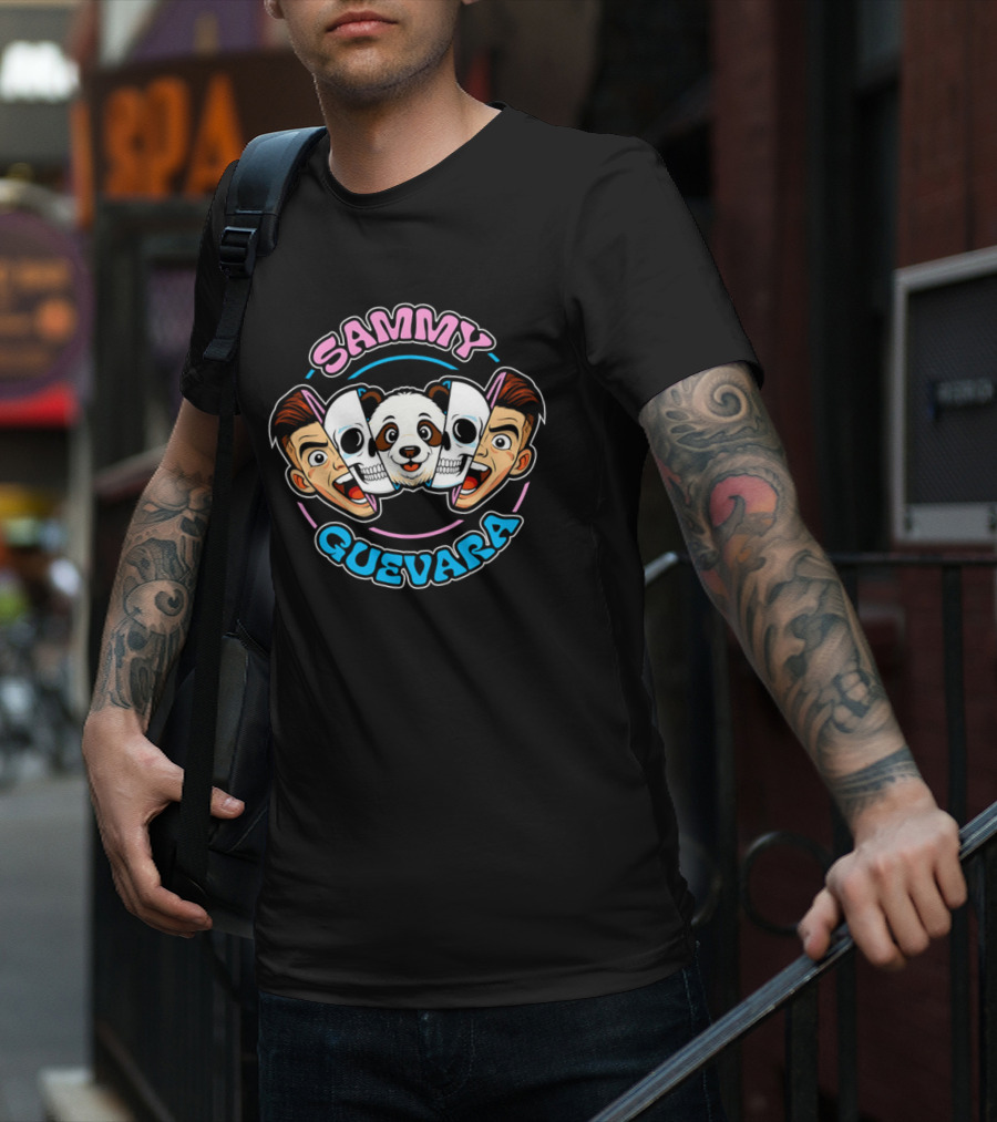 SAMMY GUEVARA PANDA POWER WRESTLER CARTOON FACES T-Shirt