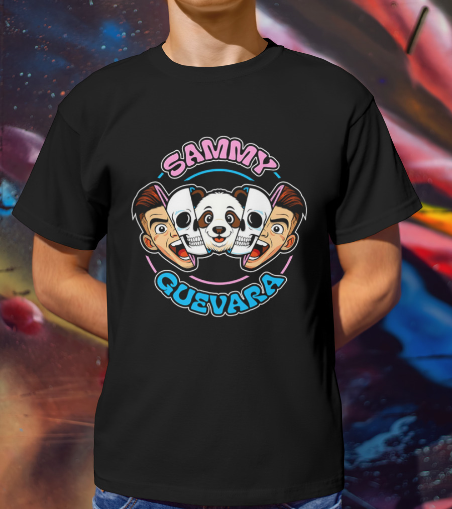 SAMMY GUEVARA PANDA POWER WRESTLER CARTOON FACES T-Shirt