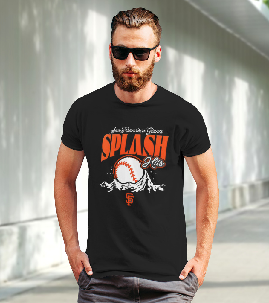 San Francisco Giants Splash Hits Baseball Waves And Number 9 T-Shirt
