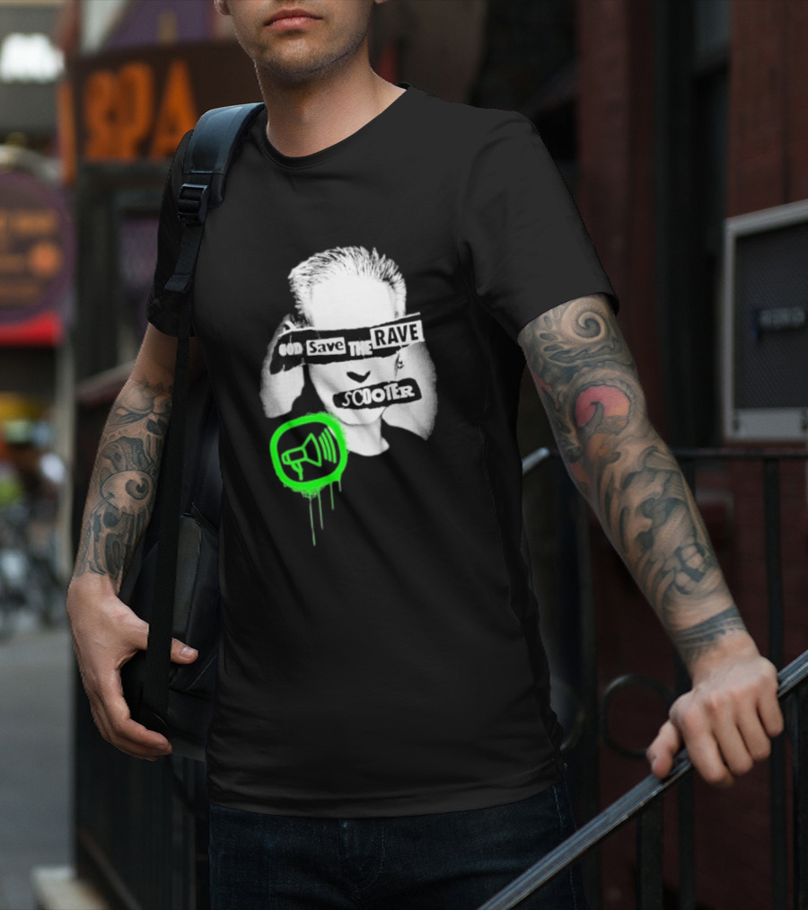 Scooter God Save The Rave Speaker Icon Bold Design T-Shirt