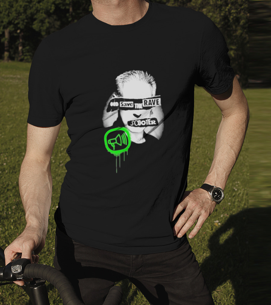 Scooter God Save The Rave Speaker Icon Bold Design T-Shirt