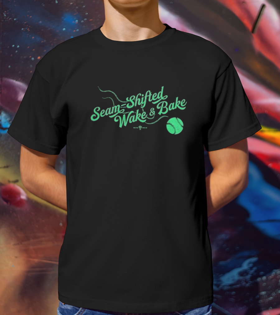 Seam-Shifted Wake And Bake Baseball Concept T-Shirt