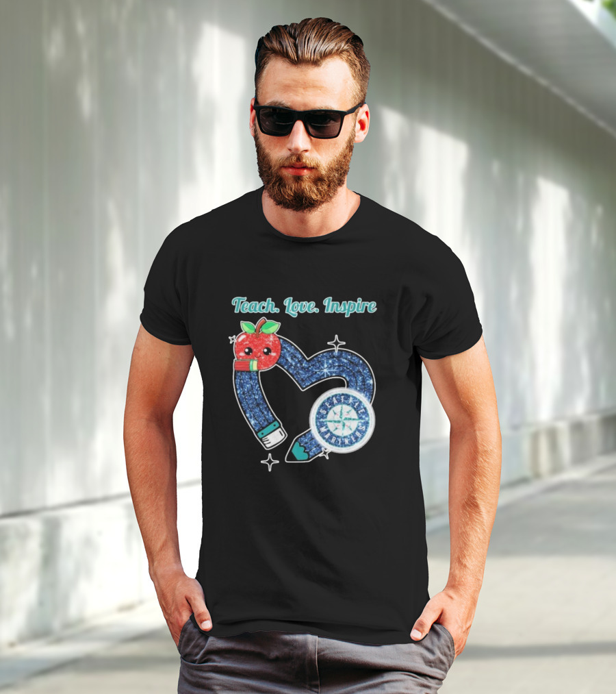 Seattle Mariners Teach Love Inspire Heart Apple Design T-Shirt