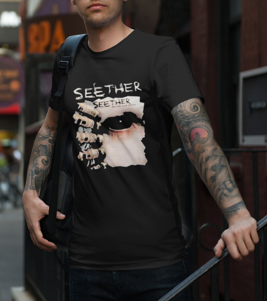 Seether Karma And Effect Eye Skeleton Couple Image T-Shirt