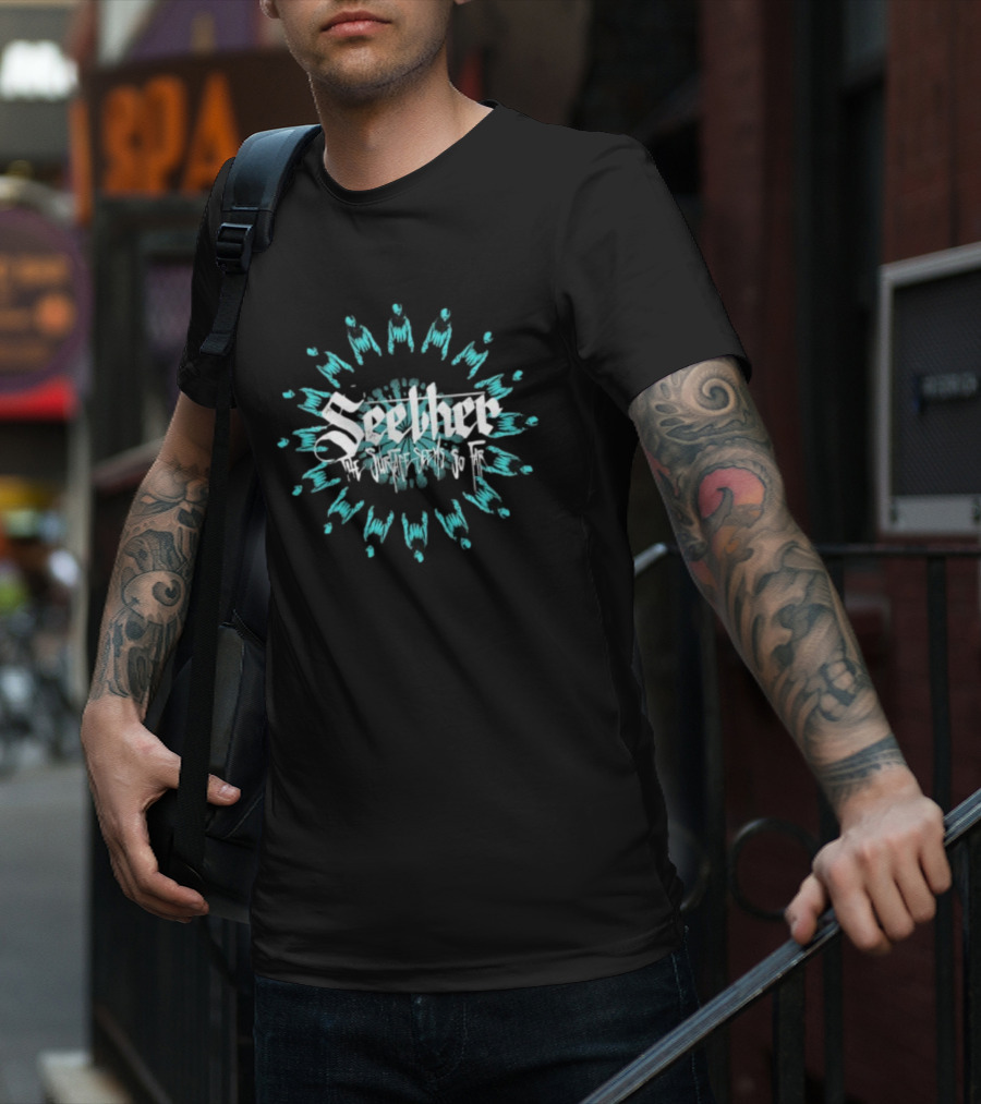 Seether The Surface Seems So Far Circle Blue And White Motif T-Shirt
