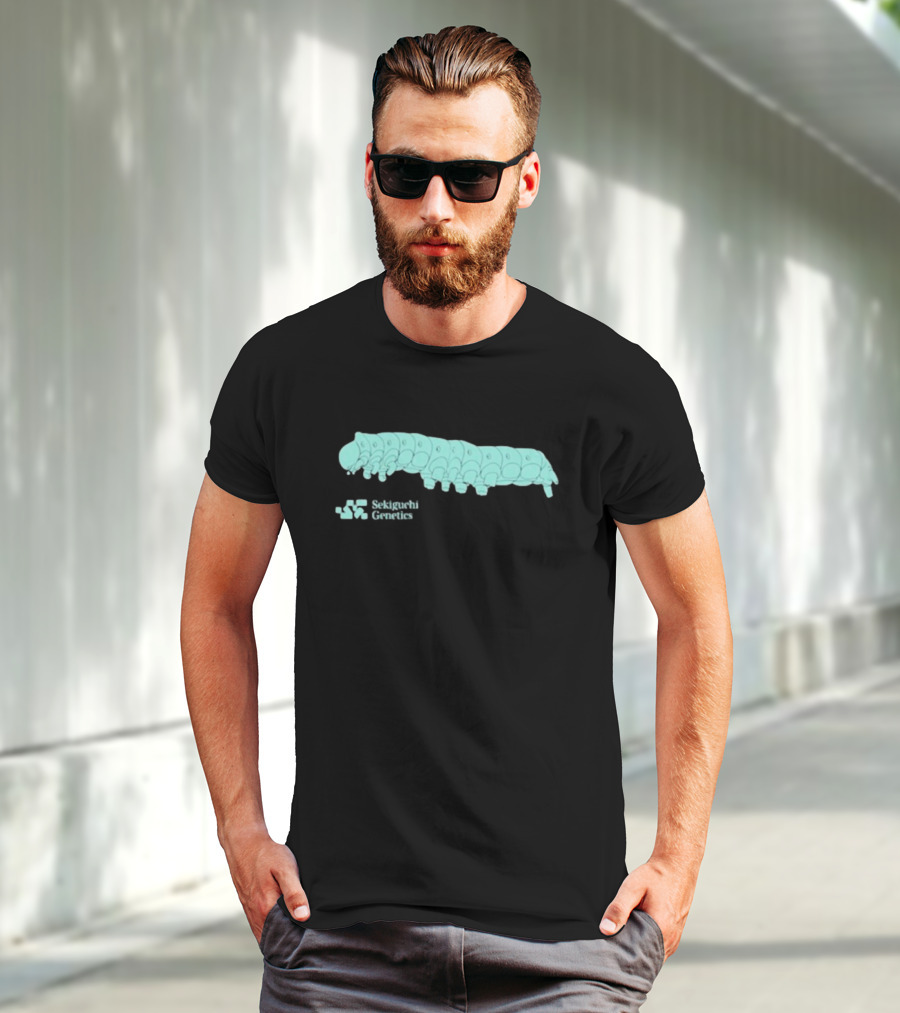 Sekiguchi Genetics Cartoon Caterpillar Image T-Shirt