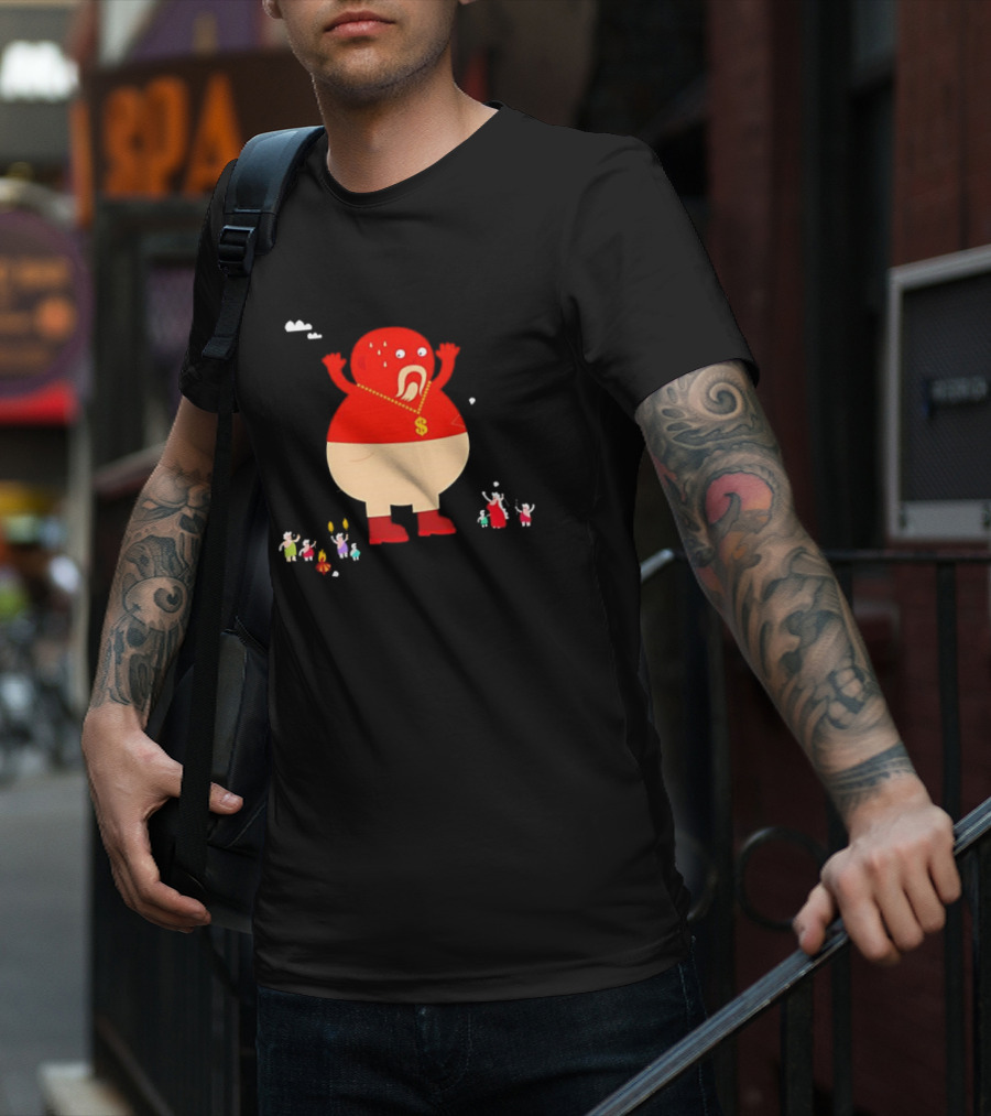 Simon Oxley Neanderfools Giant Red Character Dollar Necklace T-Shirt