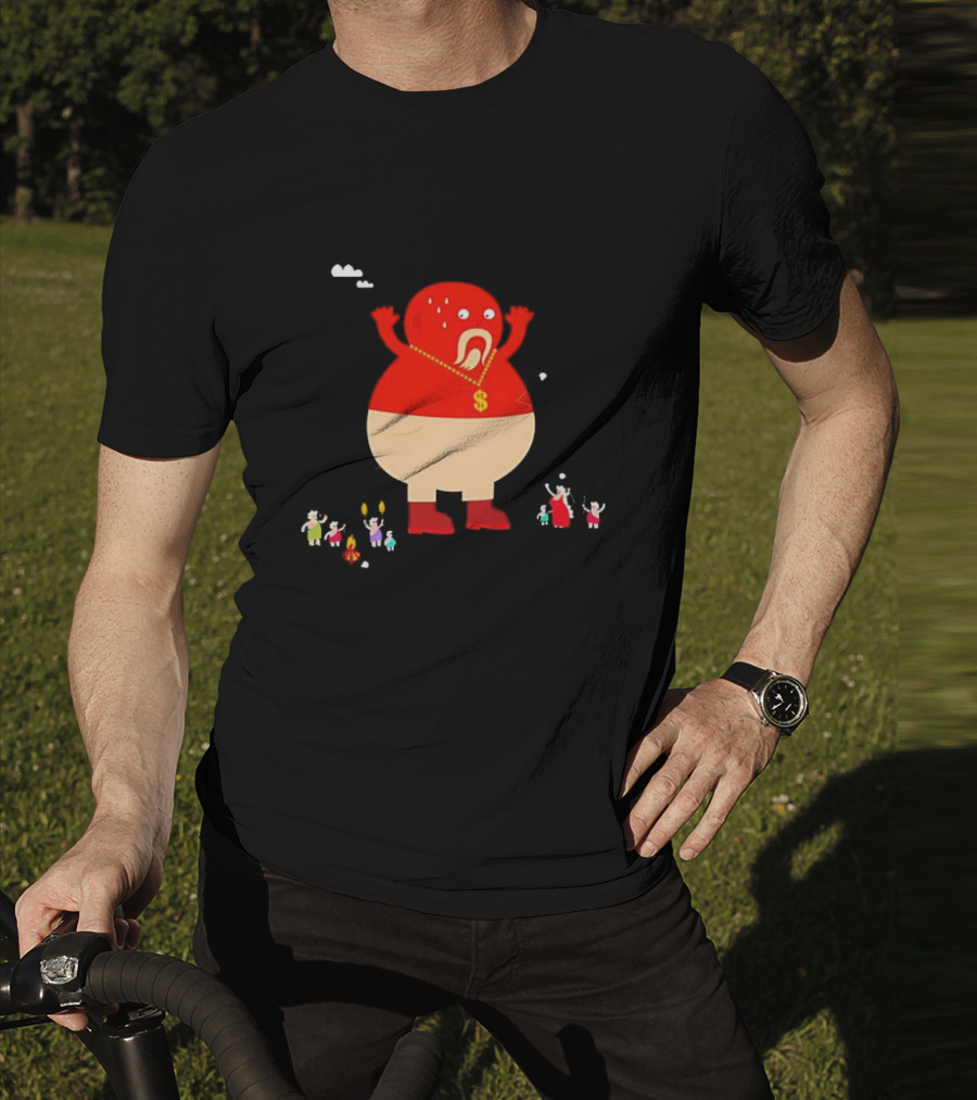 Simon Oxley Neanderfools Giant Red Character Dollar Necklace T-Shirt