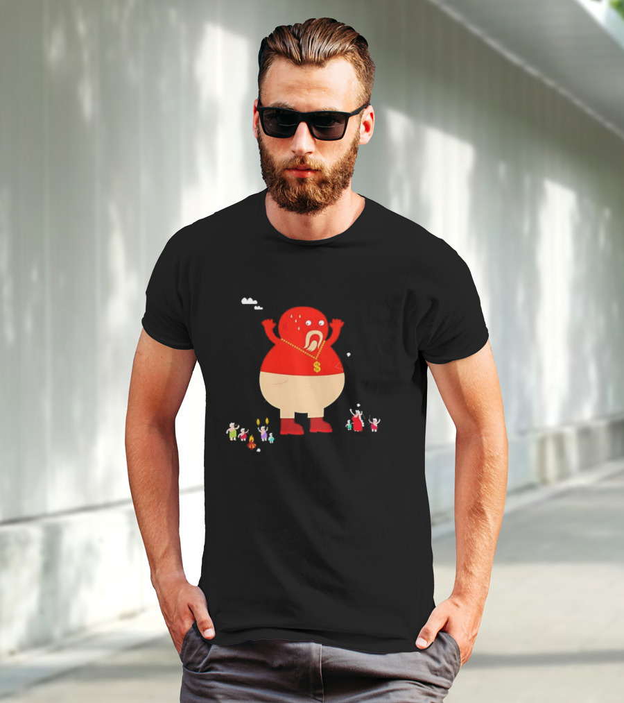 Simon Oxley Neanderfools Giant Red Character Dollar Necklace T-Shirt