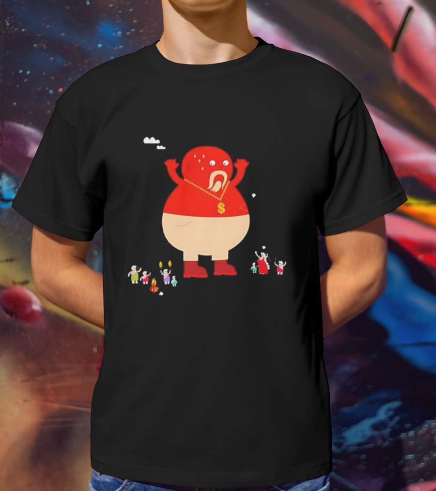 Simon Oxley Neanderfools Giant Red Character Dollar Necklace T-Shirt