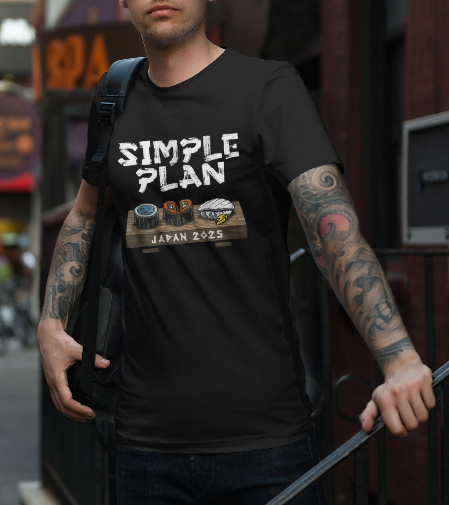 Simple Plan Japan 2025 Sushi Icons T-Shirt