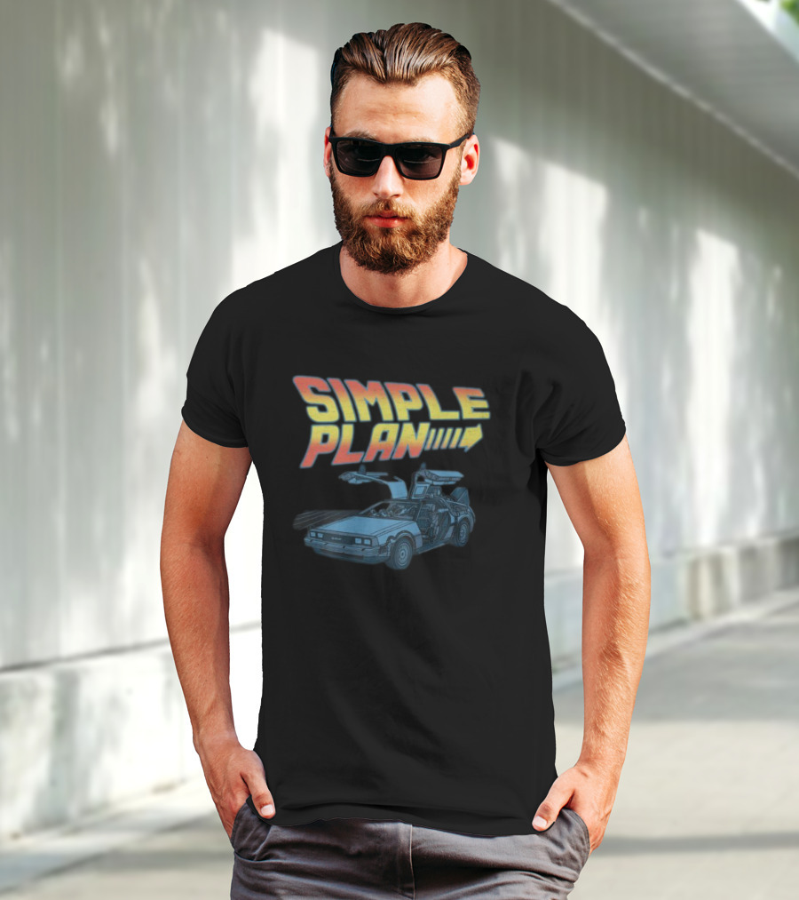 SIMPLE PLAN Time Travel Car Retro Style Cutout T-Shirt