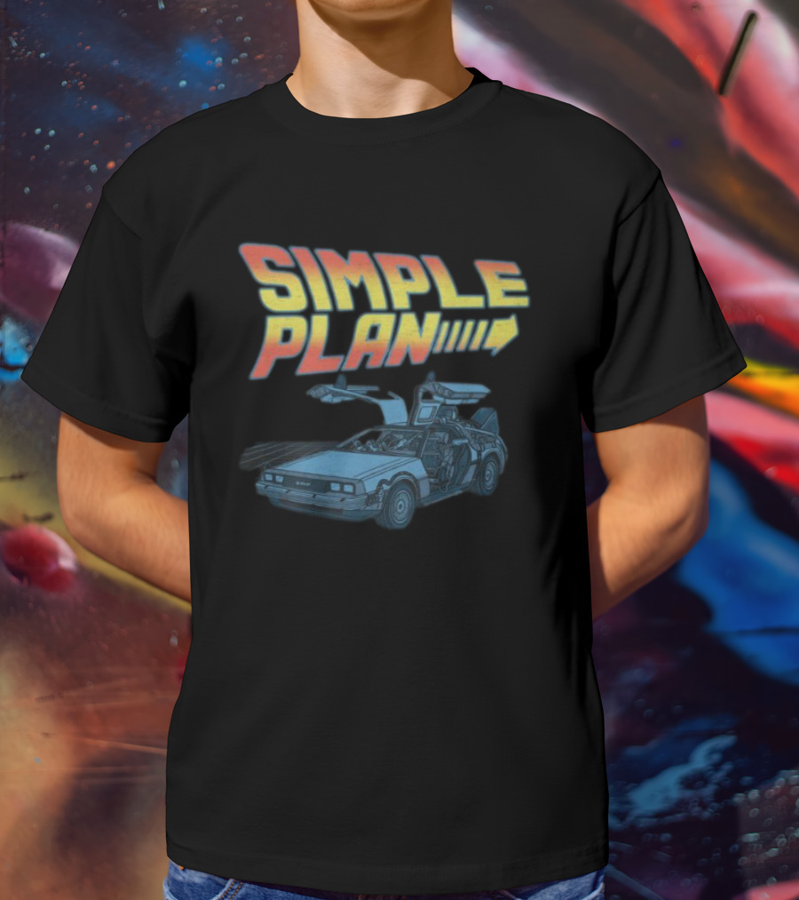 SIMPLE PLAN Time Travel Car Retro Style Cutout T-Shirt