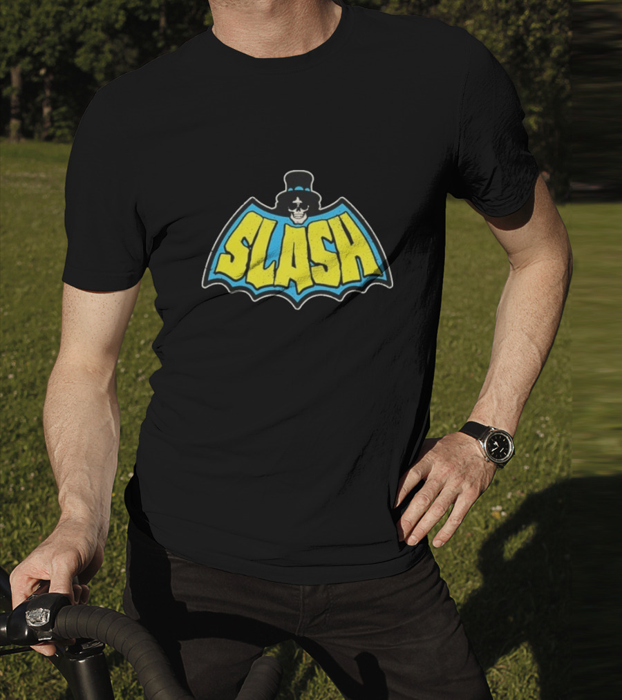 SLASH Batman Inspired Logo With Top Hat And Skull T-Shirt