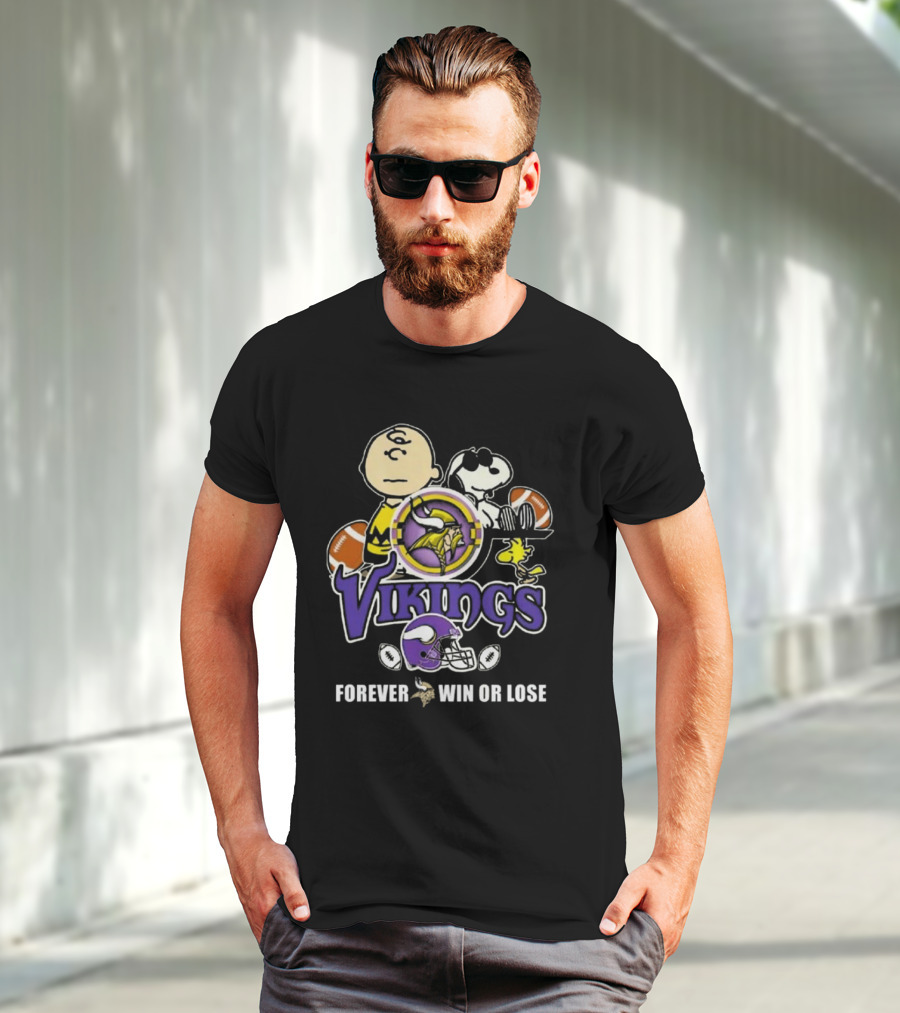 Charlie Brown Snoopy Vikings Football Forever Win Or Lose T-Shirt