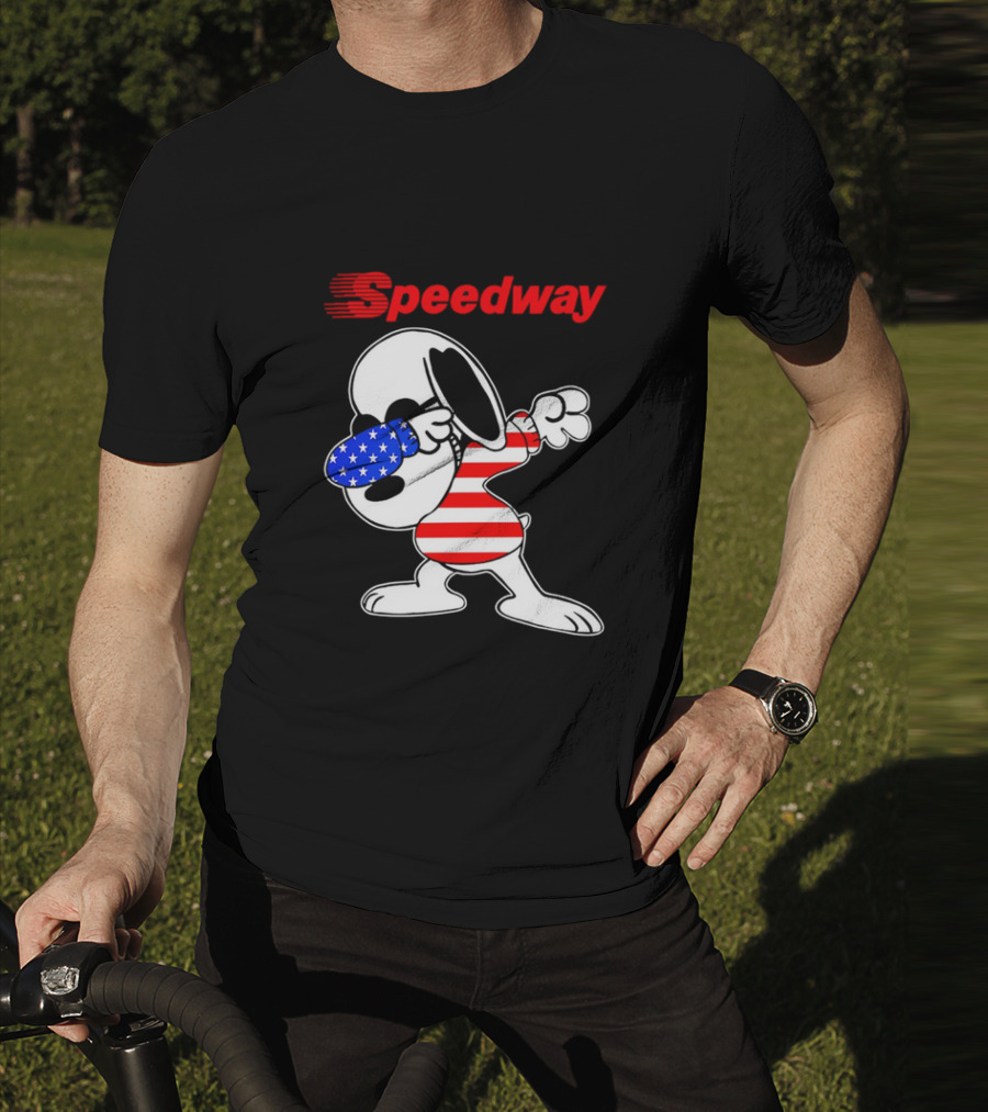Speedway Snoopy Dabbing American Flag Outfit T-Shirt
