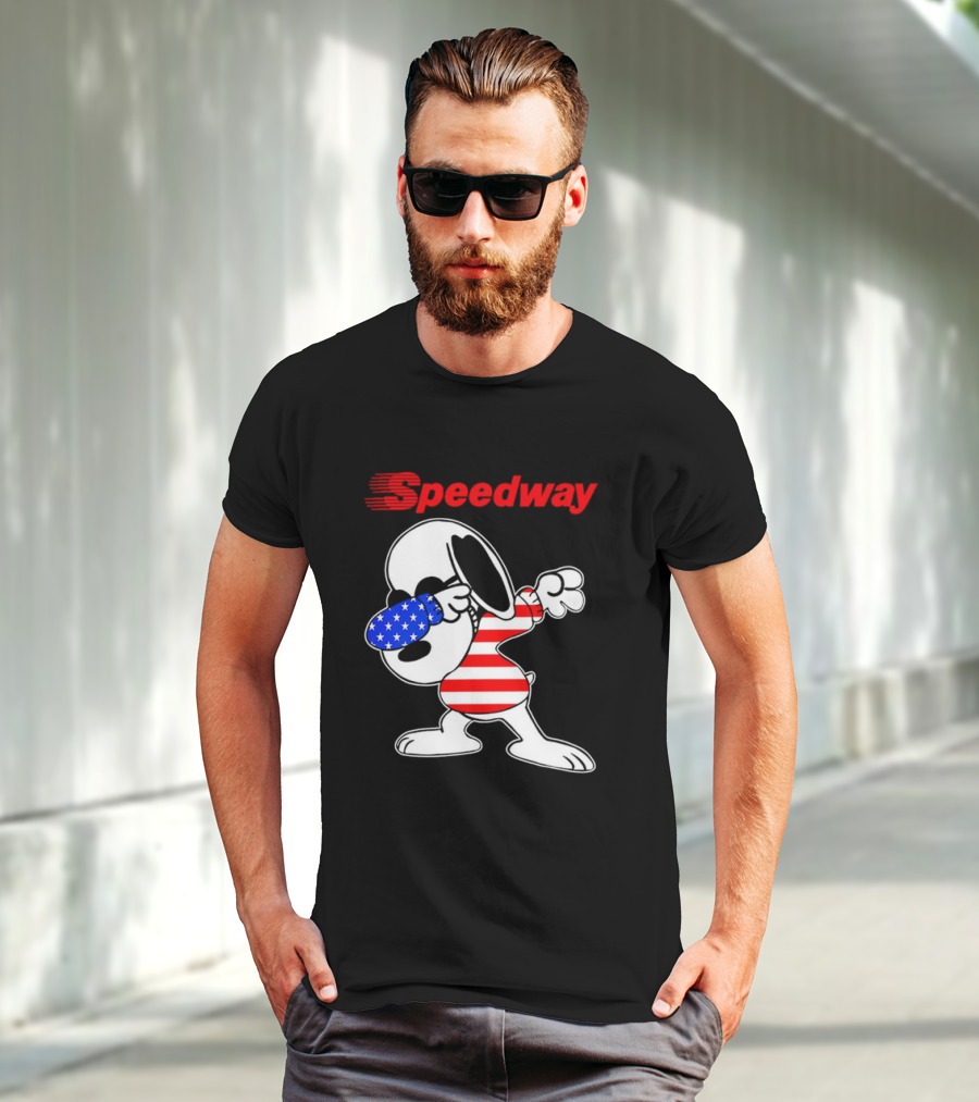 Speedway Snoopy Dabbing American Flag Outfit T-Shirt