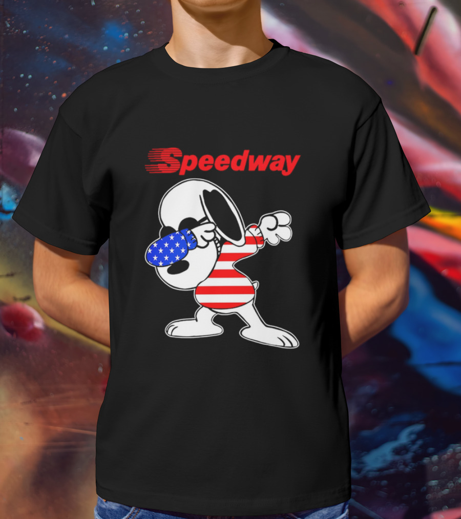 Speedway Snoopy Dabbing American Flag Outfit T-Shirt