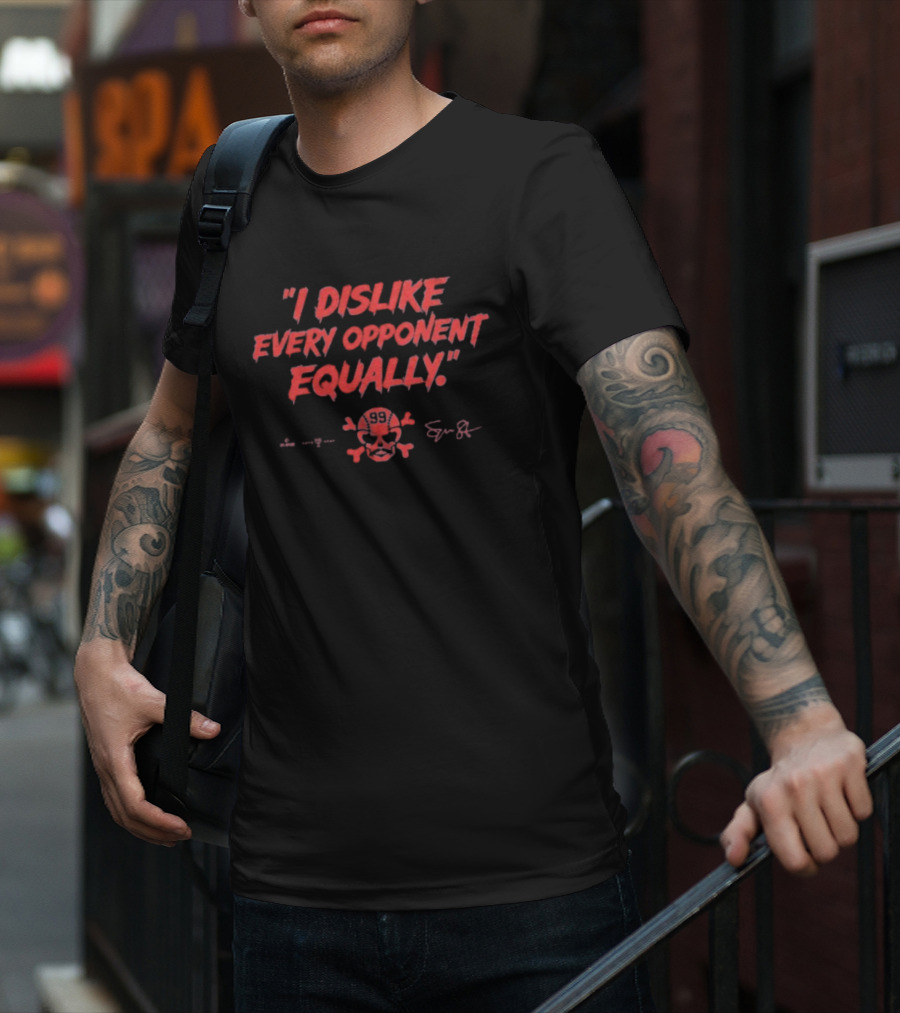 "I Dislike Every Opponent Equally Spencer Strider Skull And Crossbones Signature" T-Shirt
