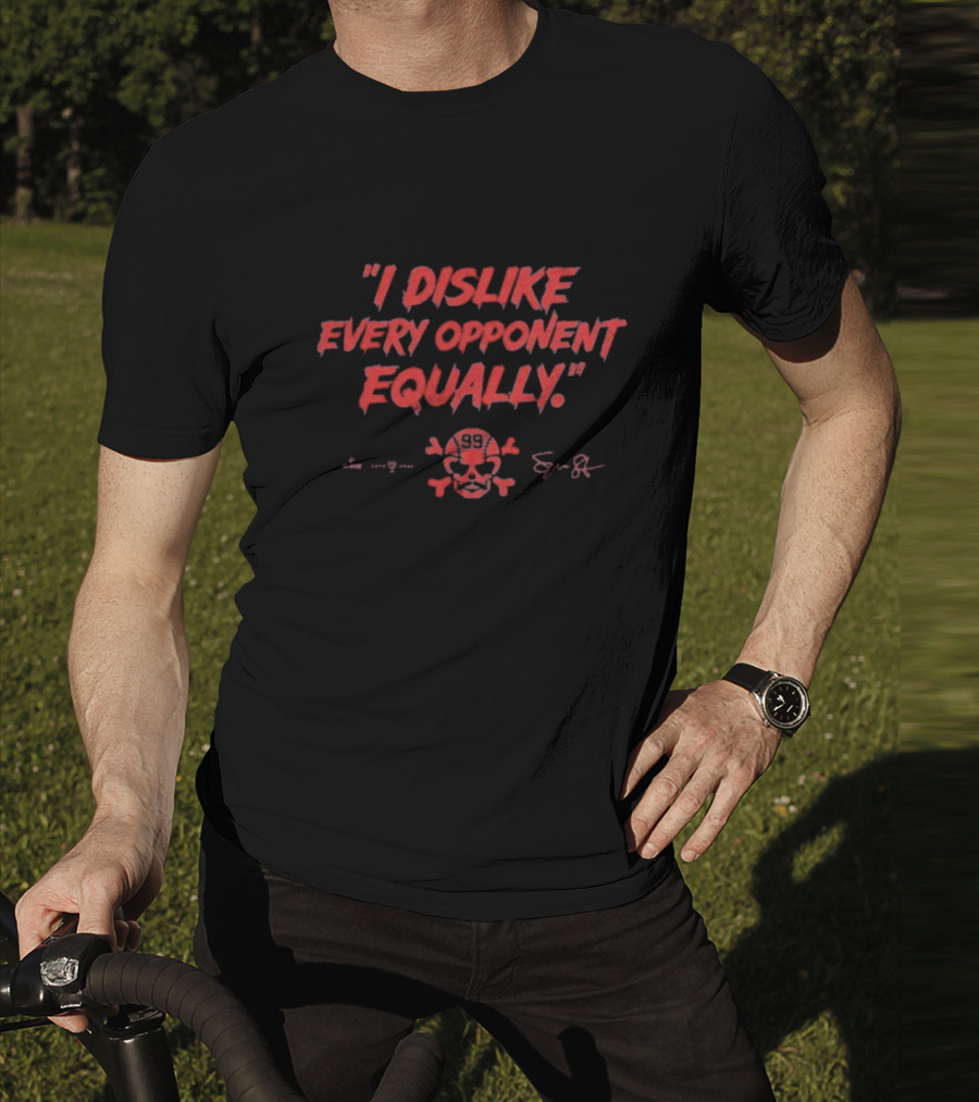 "I Dislike Every Opponent Equally Spencer Strider Skull And Crossbones Signature" T-Shirt