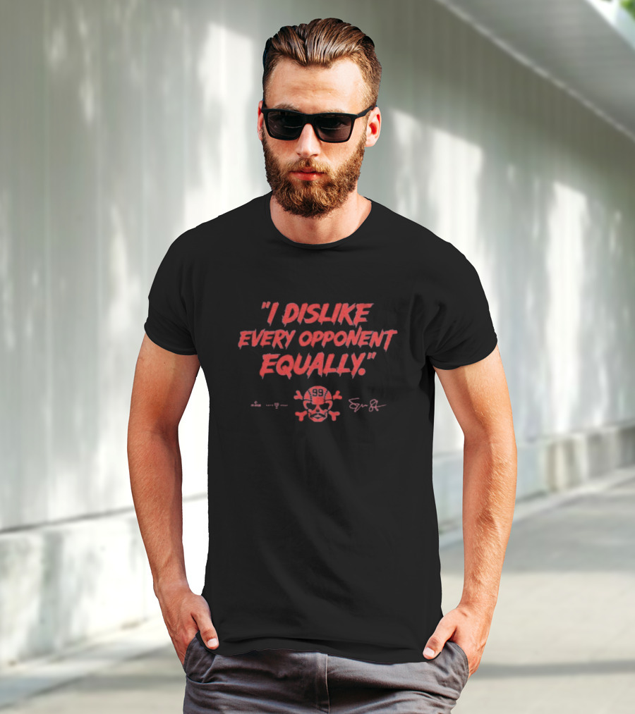 "I Dislike Every Opponent Equally Spencer Strider Skull And Crossbones Signature" T-Shirt