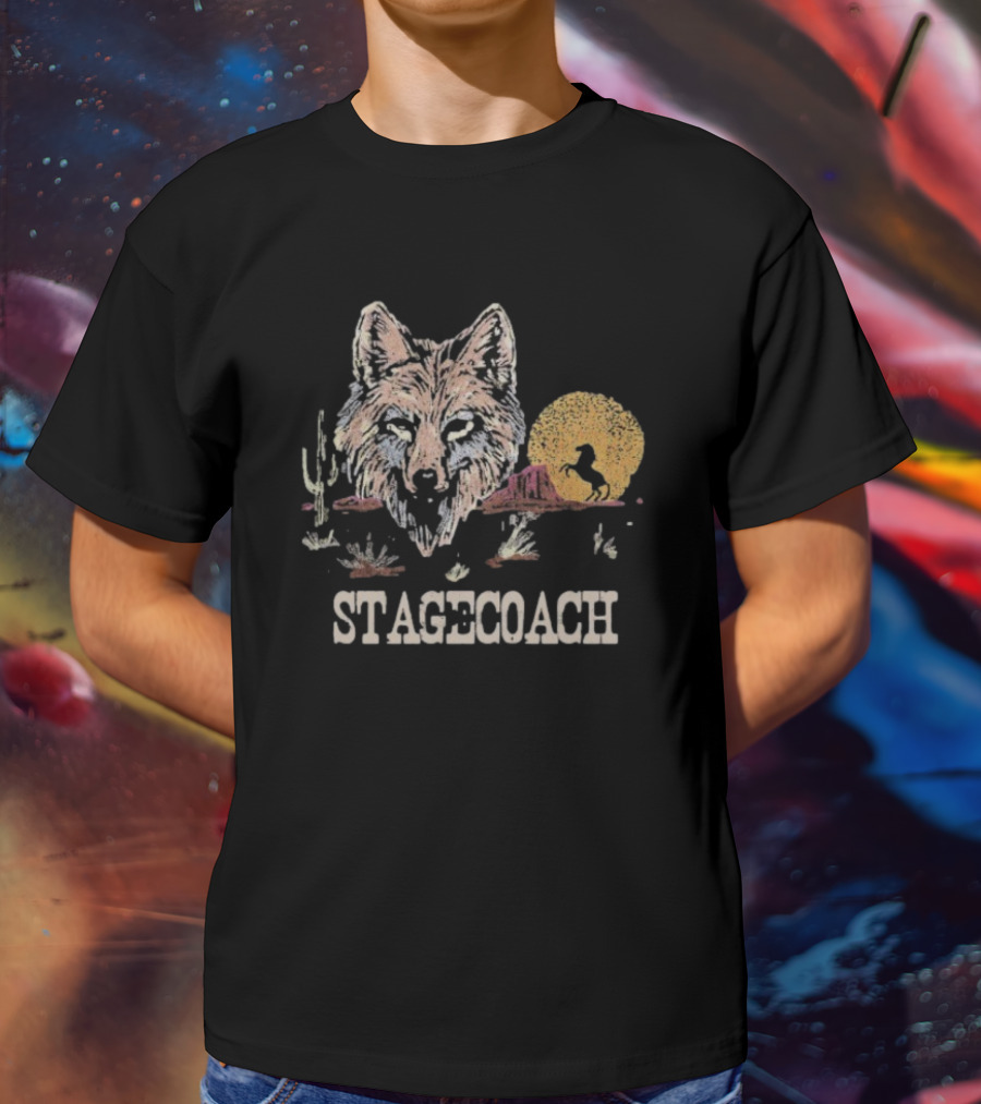 Stagecoach Lone Coyote Indio California 2025 Wolf Desert Scene T-Shirt