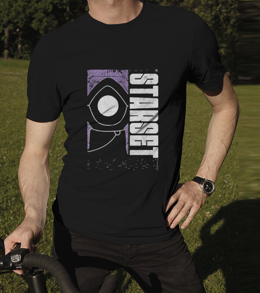 Starset Echo Purple Hooded Figure Bold White Text T-Shirt