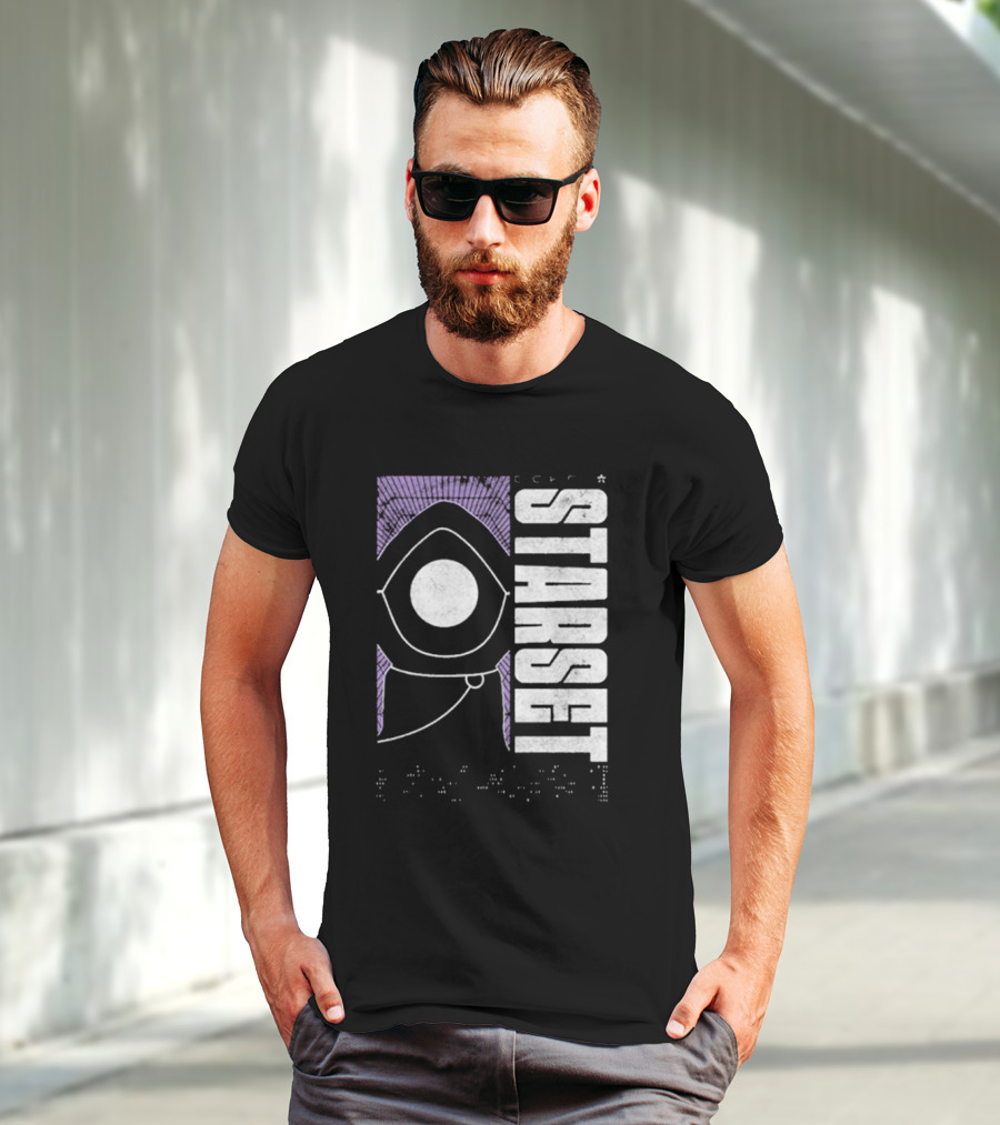 Starset Echo Purple Hooded Figure Bold White Text T-Shirt