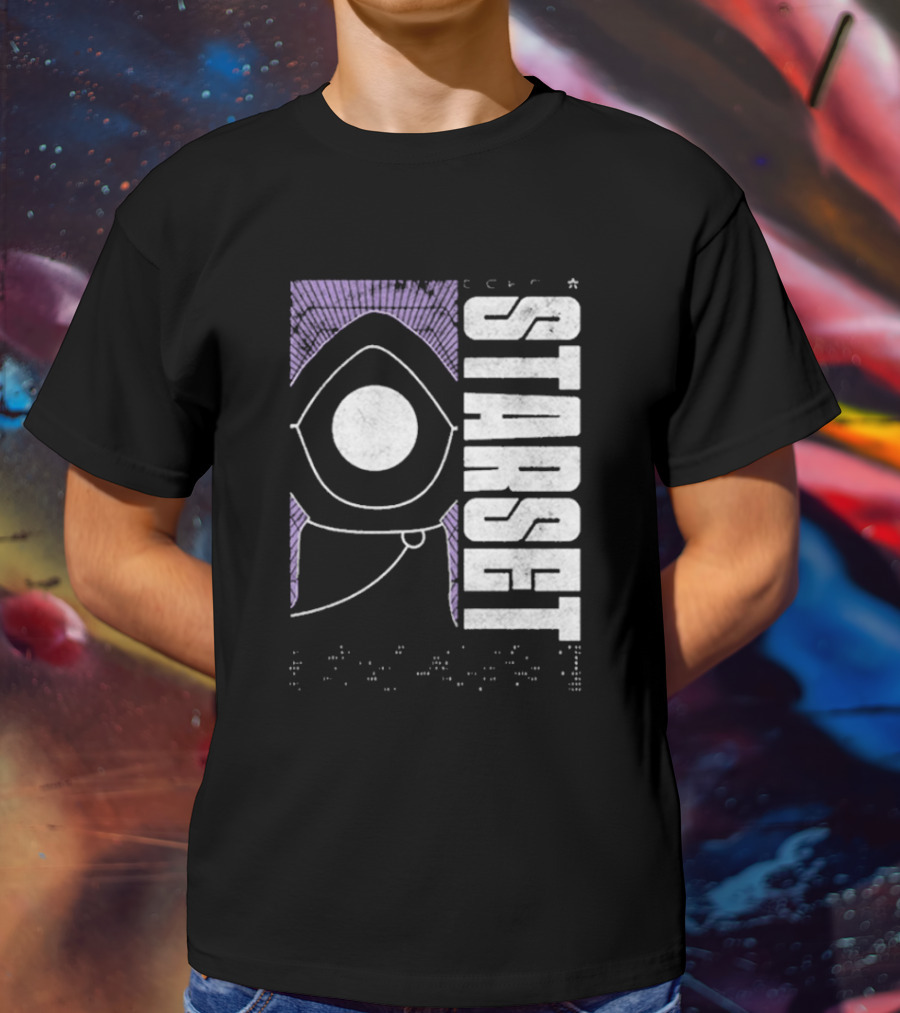 Starset Echo Purple Hooded Figure Bold White Text T-Shirt