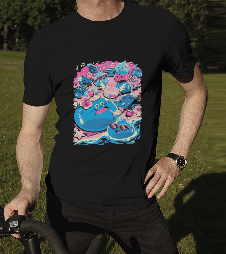 Summer Slimes Cute Blue And Pink Watercolor Style Festival Fun T-Shirt