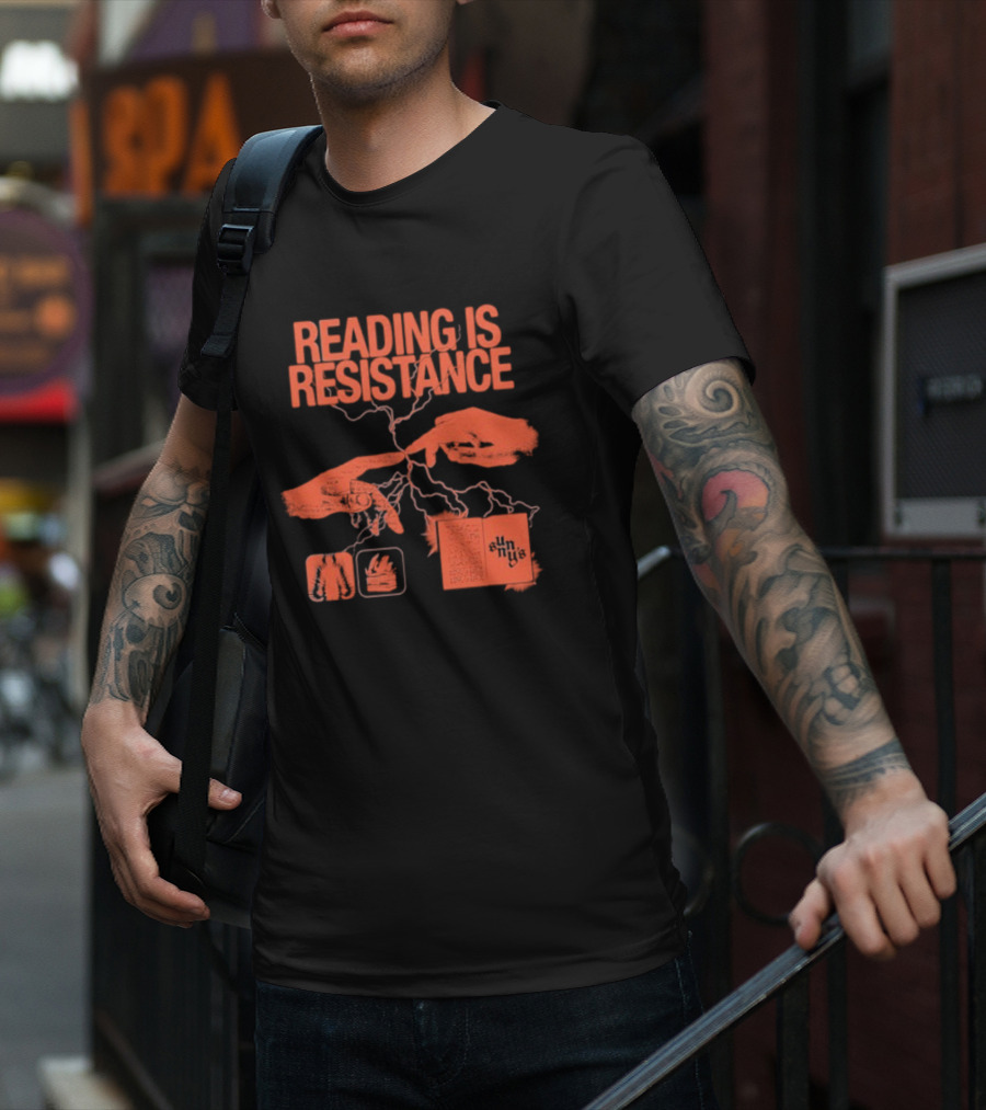 Sunnys Book Truck Reading Is Resistance With Hands And Open Books T-Shirt