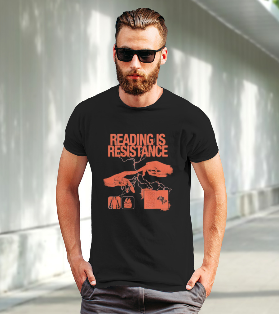 Sunnys Book Truck Reading Is Resistance With Hands And Open Books T-Shirt
