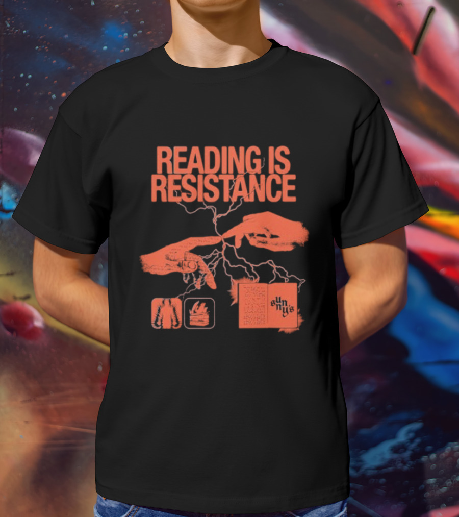 Sunnys Book Truck Reading Is Resistance With Hands And Open Books T-Shirt