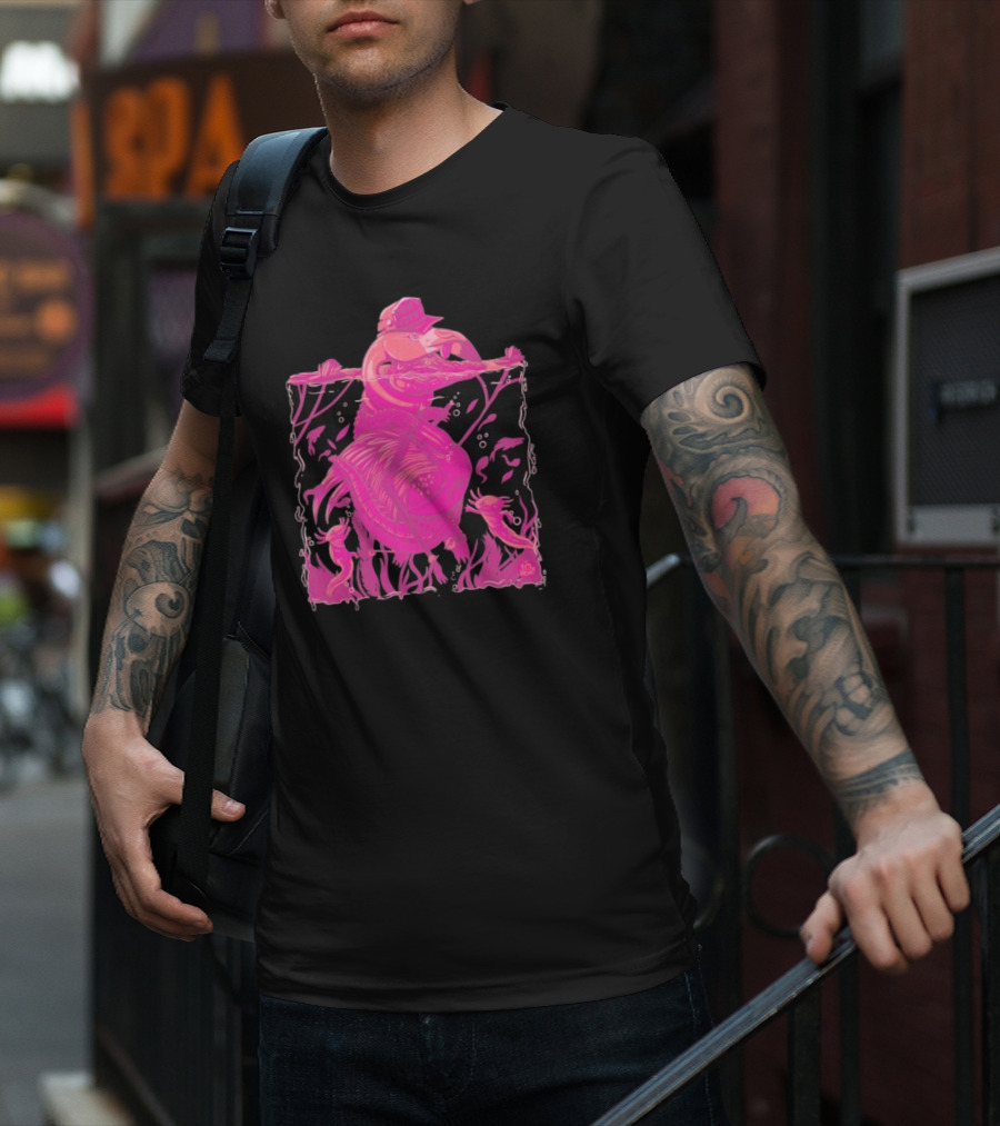 Ten Hundred Clever Girl Pink Dinosaur With Hat Underwater Artwork T-Shirt
