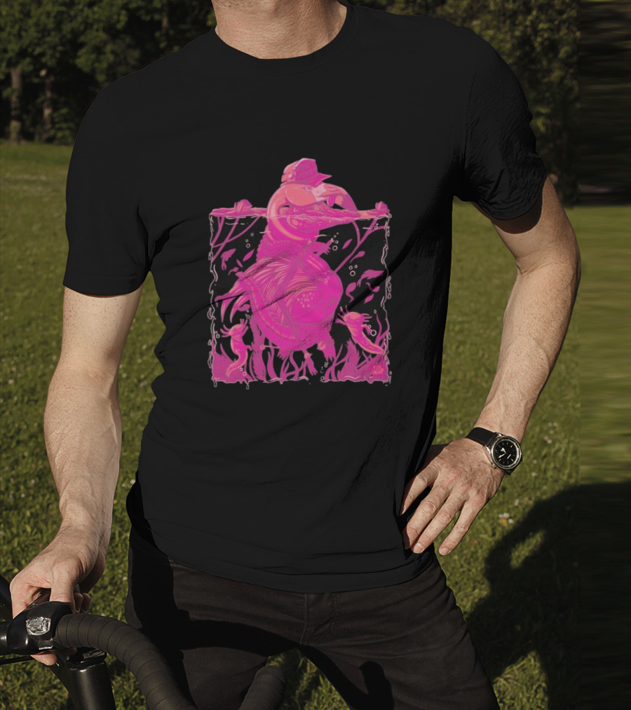Ten Hundred Clever Girl Pink Dinosaur With Hat Underwater Artwork T-Shirt