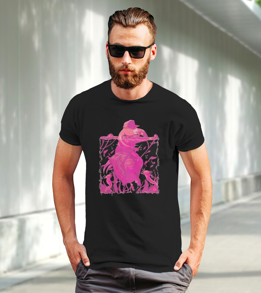 Ten Hundred Clever Girl Pink Dinosaur With Hat Underwater Artwork T-Shirt