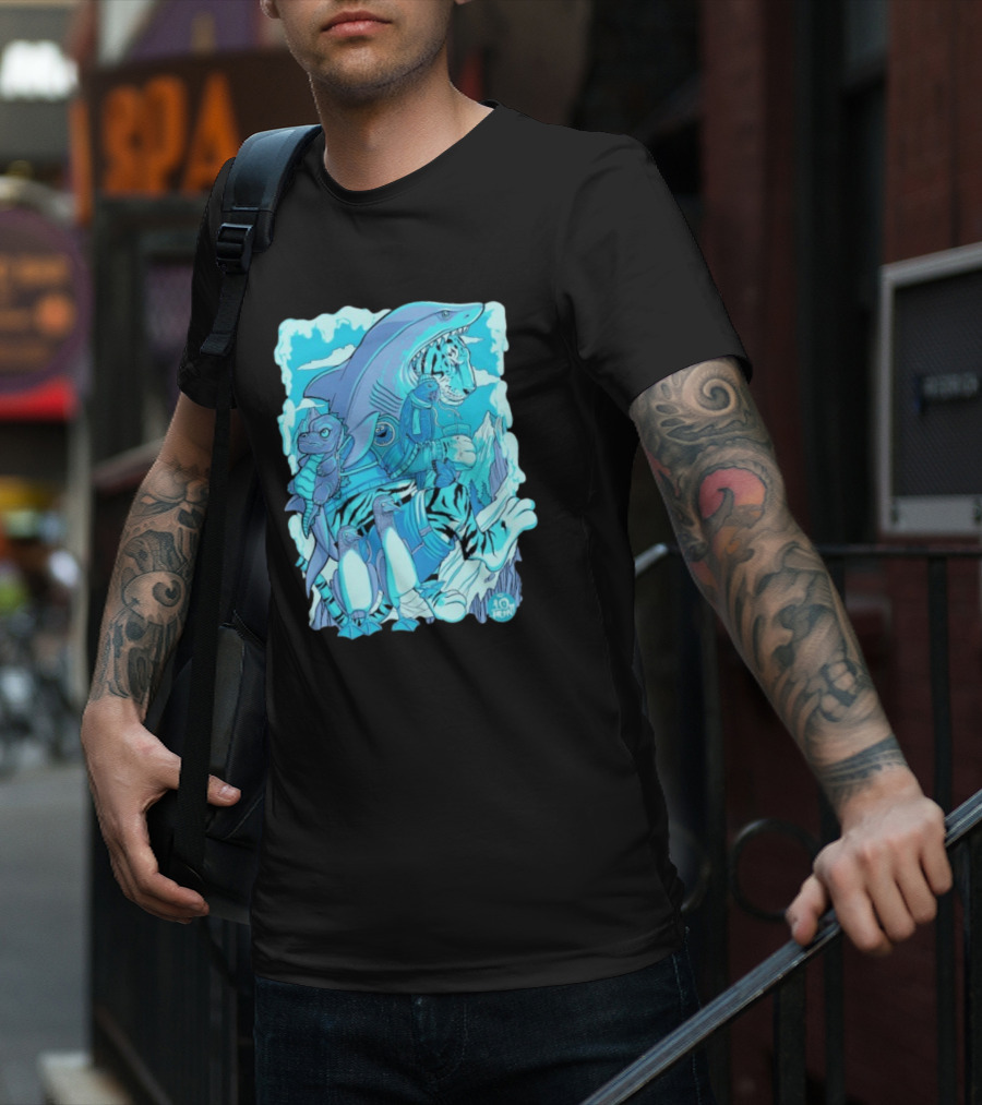 Ten Hundred Siberian Stroll Tiger Shark Creatures Penguins 10 Hun T-Shirt