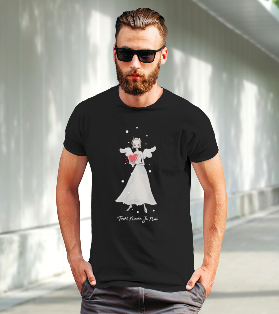 Tenshi Nanka Ja Nai Angel Illustration Holding Heart T-Shirt