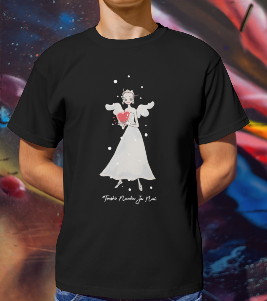 Tenshi Nanka Ja Nai Angel Illustration Holding Heart T-Shirt
