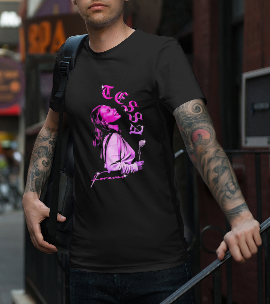 Tessa Forever Økologisk Pink Silhouette With Rose And Stars T-Shirt