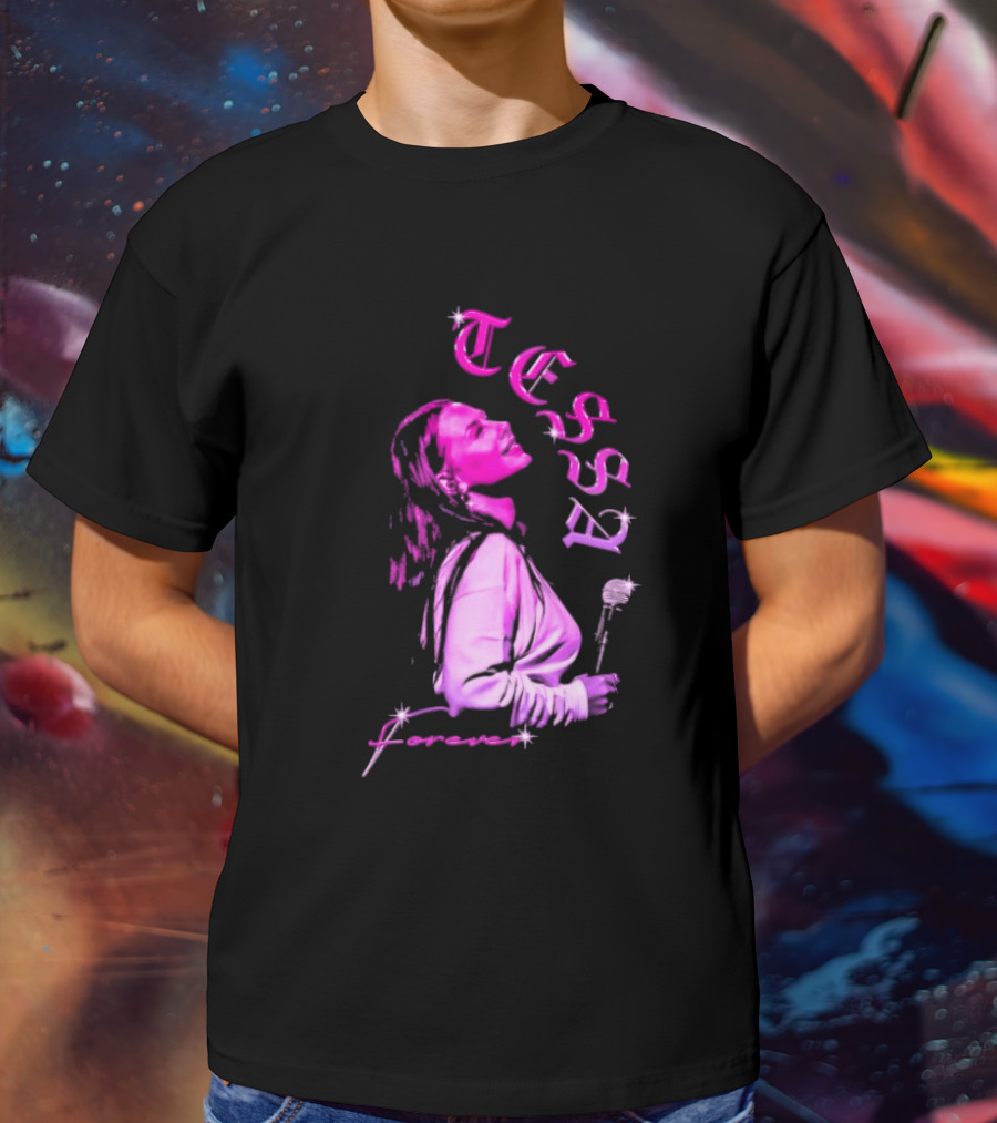 Tessa Forever Økologisk Pink Silhouette With Rose And Stars T-Shirt