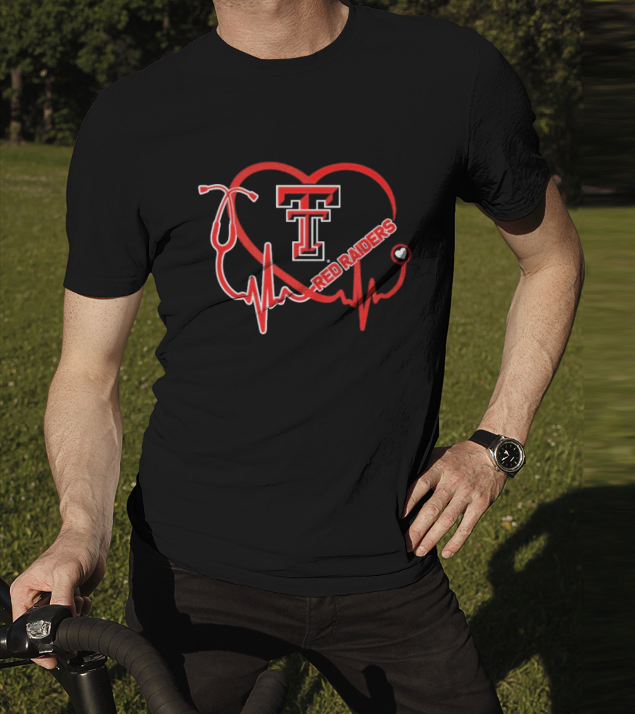 Texas Tech Red Raiders Heartbeat Nurse Stethoscope Icon T-Shirt